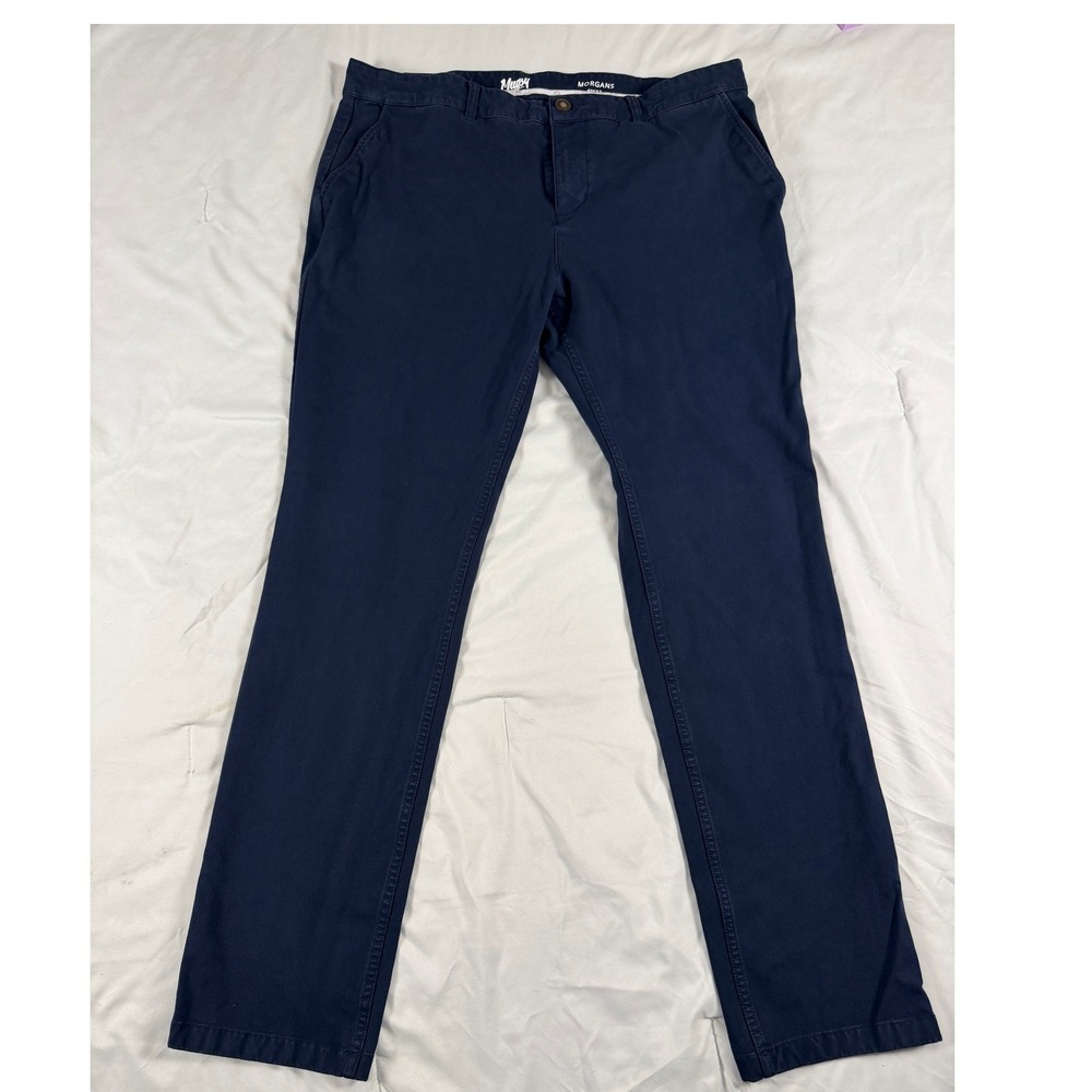 Mugsy Morgans Navy Blue Stretch Chino Pants Mens 40x32 Slim Straight Fit